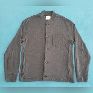 Billy Reid Cardigan Sweater Men Medium Gray Cotton Shawl Buttons Chest Pocket